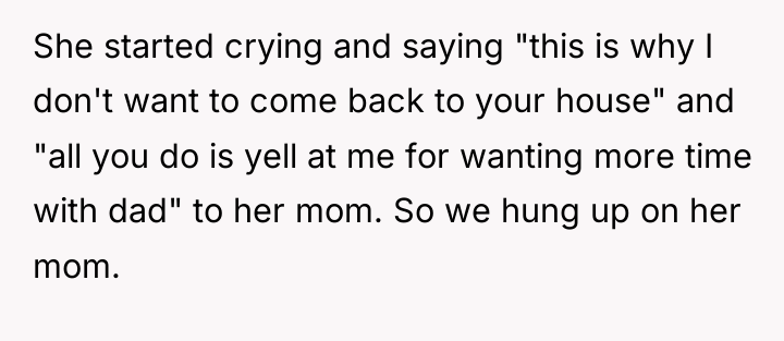 She started crying and saying "this is why I don't...