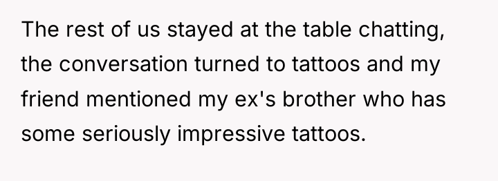 The rest of us stayed at the table chatting, the...