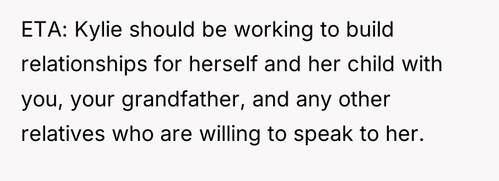 ETA: Kylie should be working to build relationships for herself...