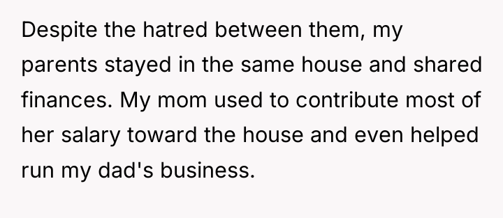 Despite the hatred between them, my parents stayed in the...
