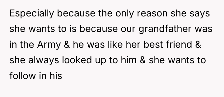Especially because the only reason she says she wants to...