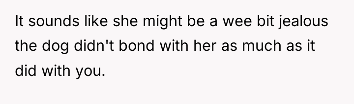 It sounds like she might be a wee bit jealous...
