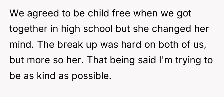 We agreed to be child free when we got together...