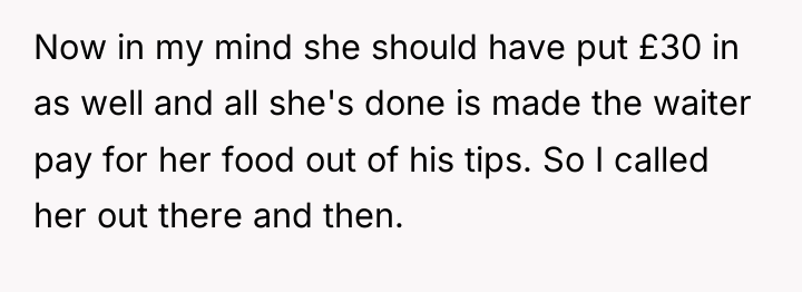 Now in my mind she should have put £30 in...