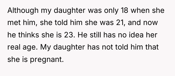Although my daughter was only 18 when she met him,...