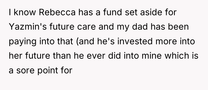 I know Rebecca has a fund set aside for Yazmin's...