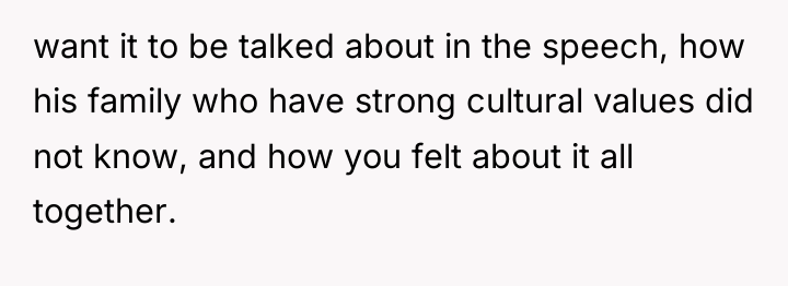 want it to be talked about in the speech, how...