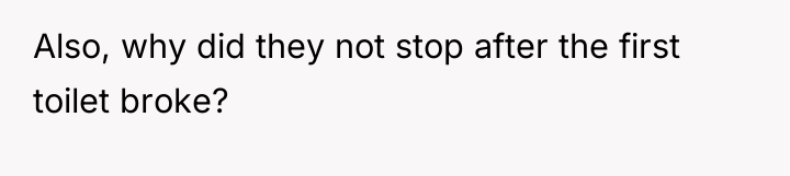 Also, why did they not stop after the first toilet...