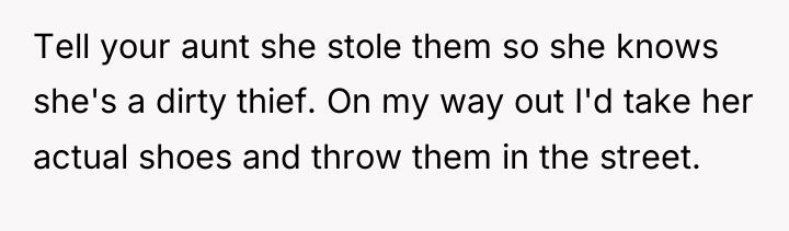 Tell your aunt she stole them so she knows she's...