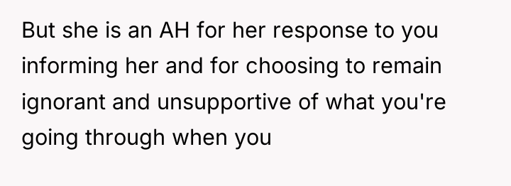 But she is an AH for her response to you...