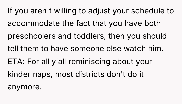 If you aren't willing to adjust your schedule to accommodate...