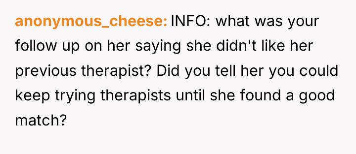 anonymous_cheese INFO: what was your follow up on her saying...
