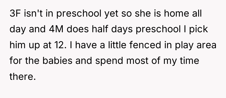 3F isn't in preschool yet so she is home all...
