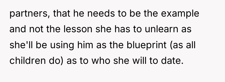 partners, that he needs to be the example and not...