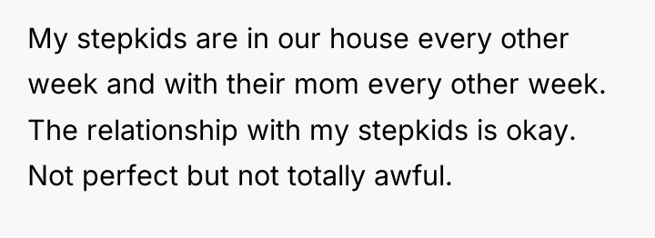 My stepkids are in our house every other week and...