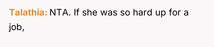 Talathia NTA. If she was so hard up for a...