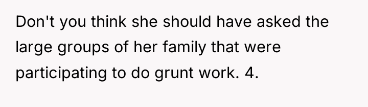 Don't you think she should have asked the large groups...