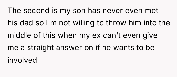 The second is my son has never even met his...