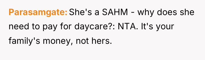 Parasamgate She's a SAHM - why does she need to...