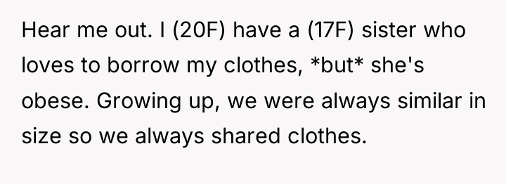 Hear me out. I (20F) have a (17F) sister who...