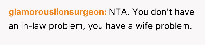 glamorouslionsurgeon NTA. You don't have an in-law problem, you have...