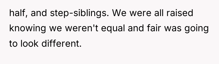 half, and step-siblings. We were all raised knowing we weren't...