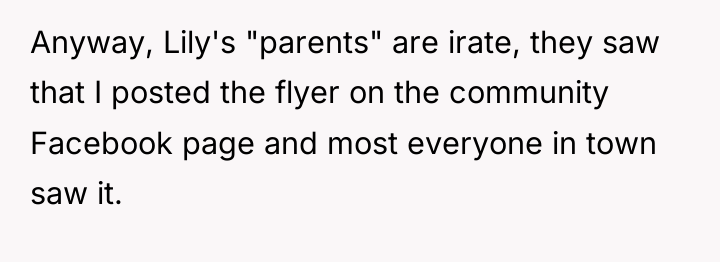 Anyway, Lily's "parents" are irate, they saw that I posted...