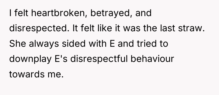 I felt heartbroken, betrayed, and disrespected. It felt like it...