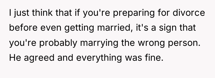 I just think that if you're preparing for divorce before...