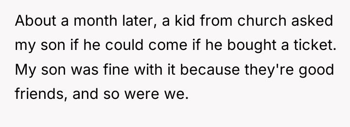 About a month later, a kid from church asked my...