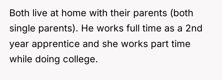 Both live at home with their parents (both single parents)....