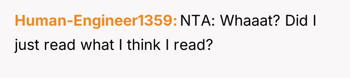 Human-Engineer1359 NTA: Whaaat? Did I just read what I think...