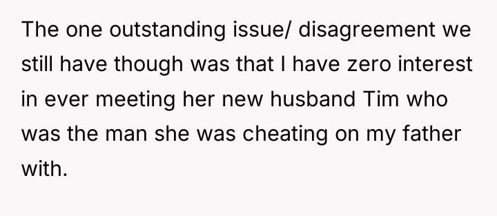 The one outstanding issue/ disagreement we still have though was...