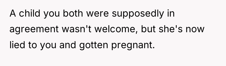 A child you both were supposedly in agreement wasn't welcome,...