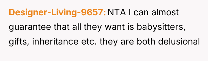 Designer-Living-9657 NTA I can almost guarantee that all they want...