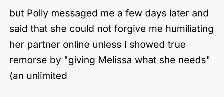 but Polly messaged me a few days later and said...