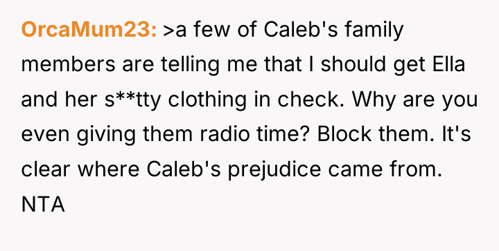 OrcaMum23 >a few of Caleb's family members are telling me...