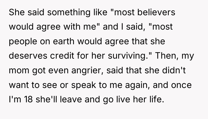 She said something like "most believers would agree with me"...