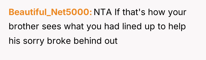 Beautiful_Net5000 NTA If that's how your brother sees what you...
