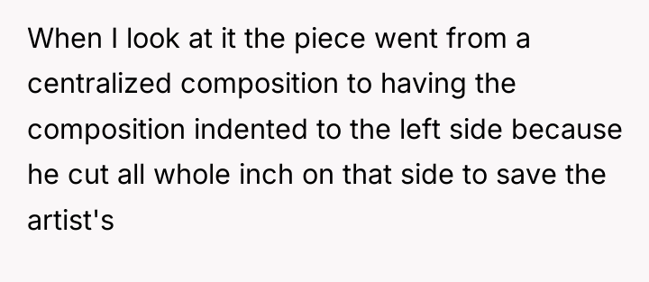 When I look at it the piece went from a...