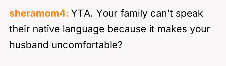 sheramom4 YTA. Your family can't speak their native language because...
