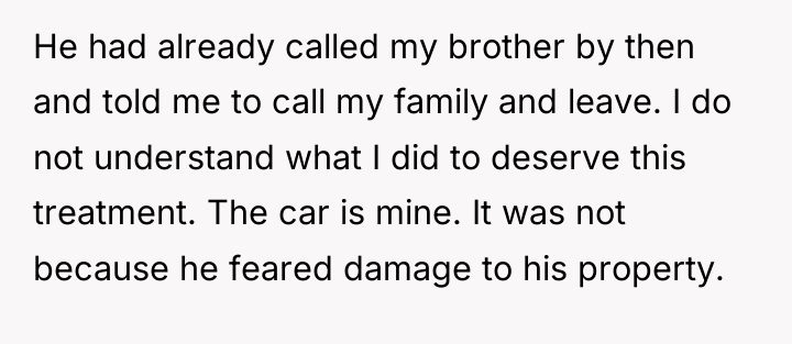 He had already called my brother by then and told...