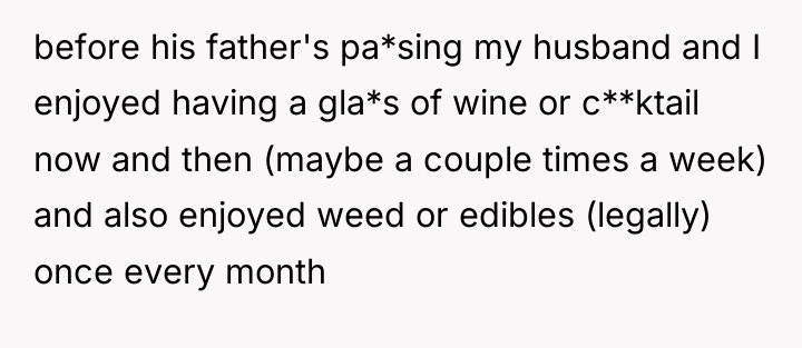 before his father's pa*sing my husband and I enjoyed having...