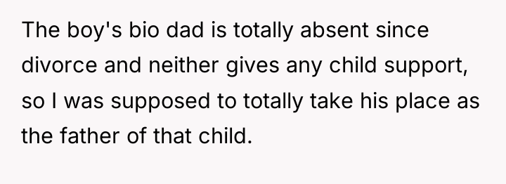 The boy's bio dad is totally absent since divorce and...