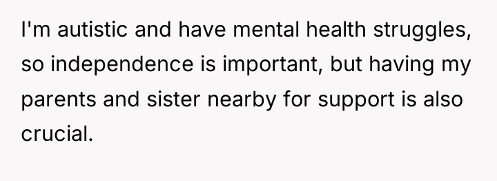 I'm autistic and have mental health struggles, so independence is...