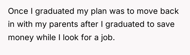 Once I graduated my plan was to move back in...