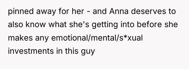 pinned away for her - and Anna deserves to also...