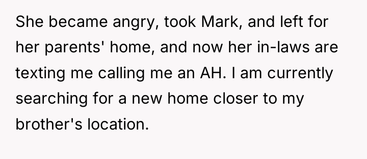 She became angry, took Mark, and left for her parents'...