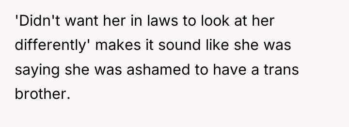 'Didn't want her in laws to look at her differently'...