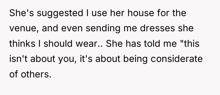 She's suggested I use her house for the venue, and...